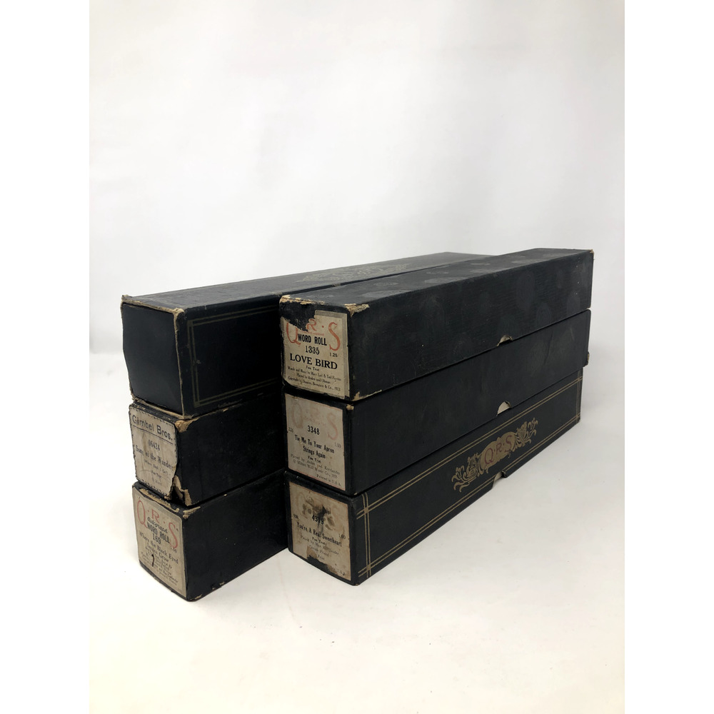 Lot of 6 Foxtrot Piano Rolls with Original Gimbel Bros QRS Boxes Vintage Antique